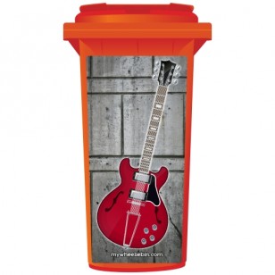 Cherry Red Electric Guitar Style Wheelie Bin Sticker Panel